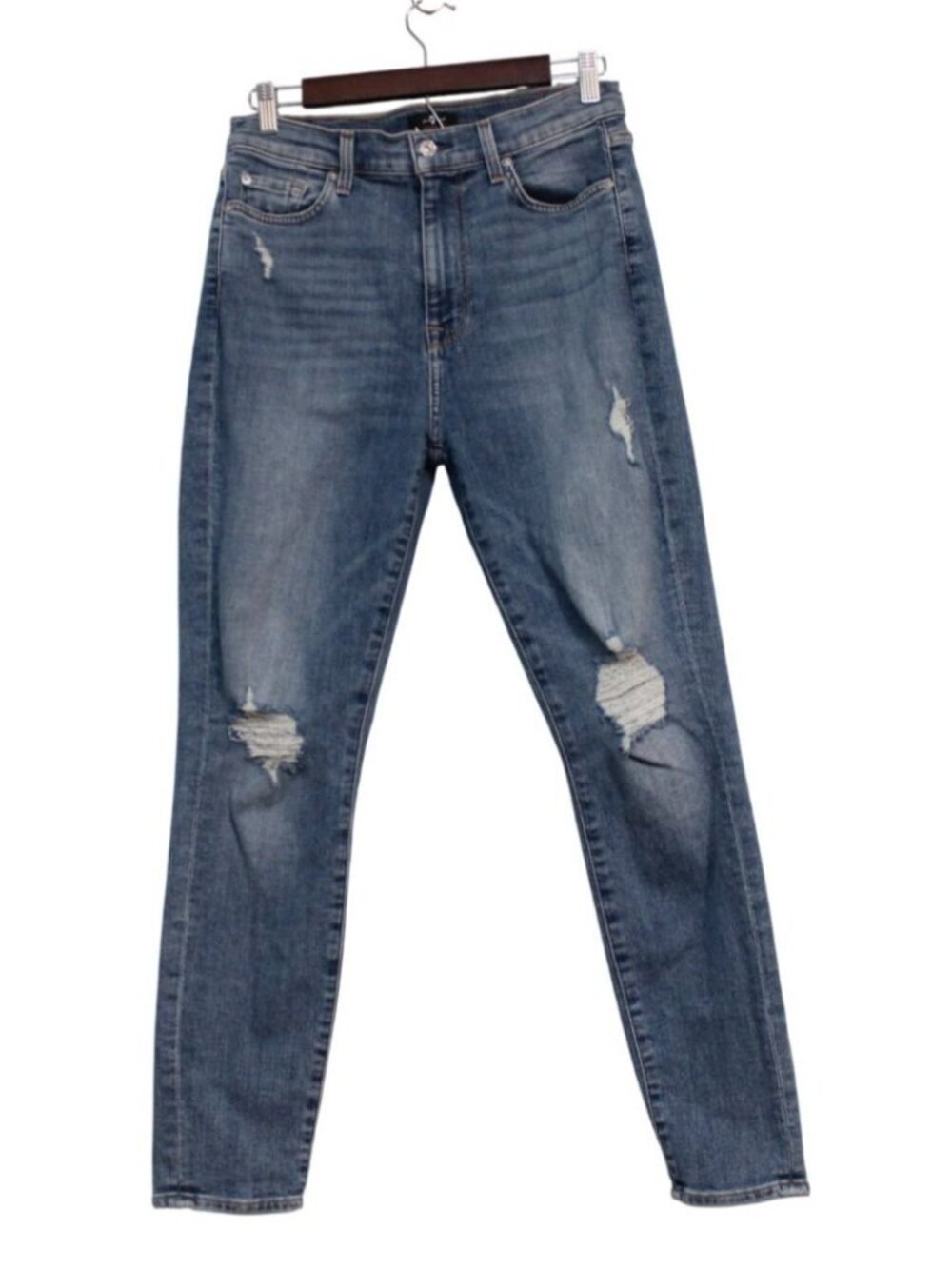 7 For All Mankind Jeans Size 29 High Waist Skinny Ankle Distressed Denim Stretch